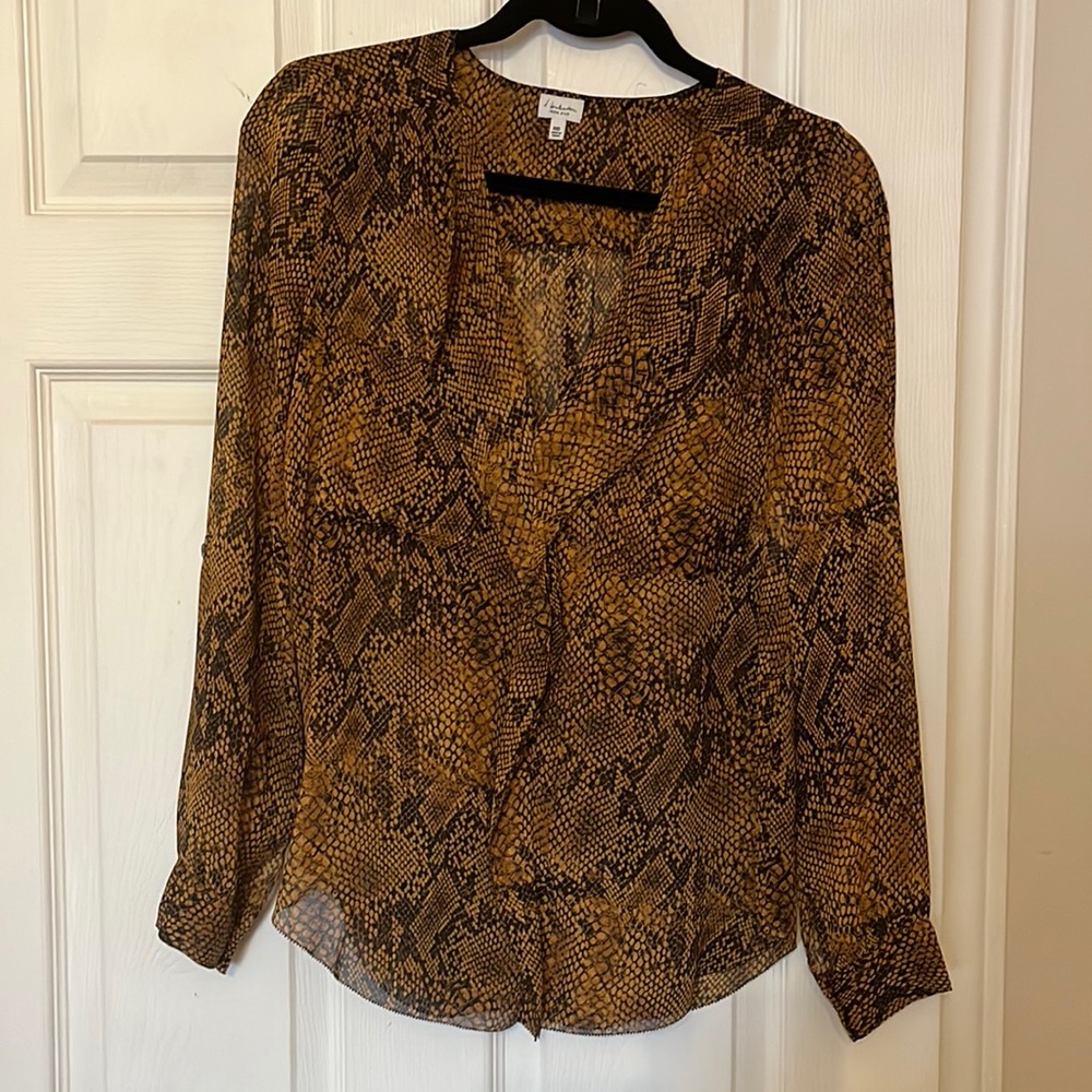 T. Babaton snakeskin pattern silk top